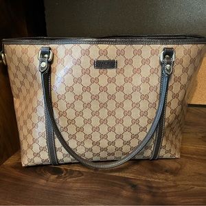 Gucci Brown Crystal Coated Canvas Tote 804288458